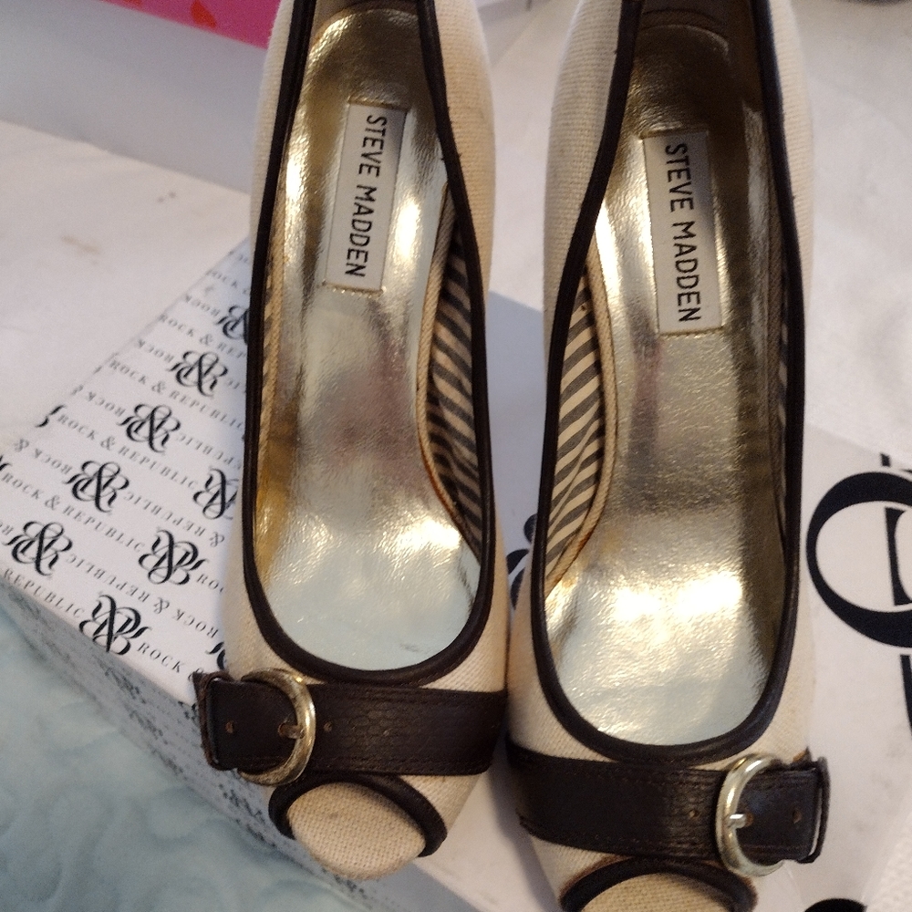 Steve Madden peep toe pumps.